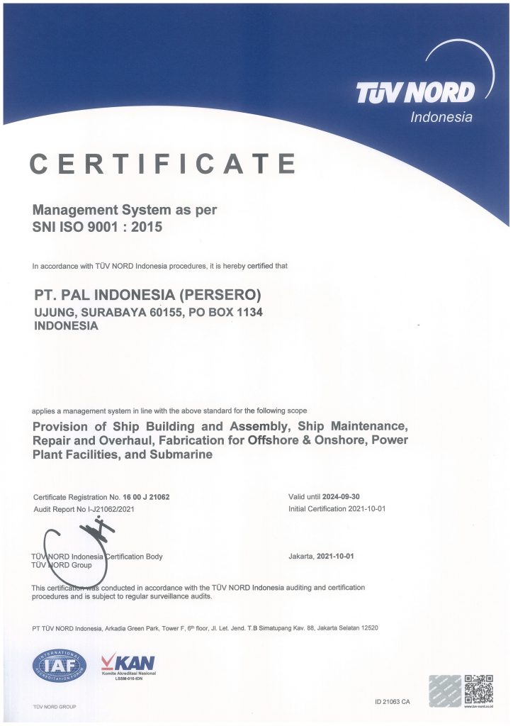  ISO 9001 tahun 2015 oleh TUV Nord Indonesia